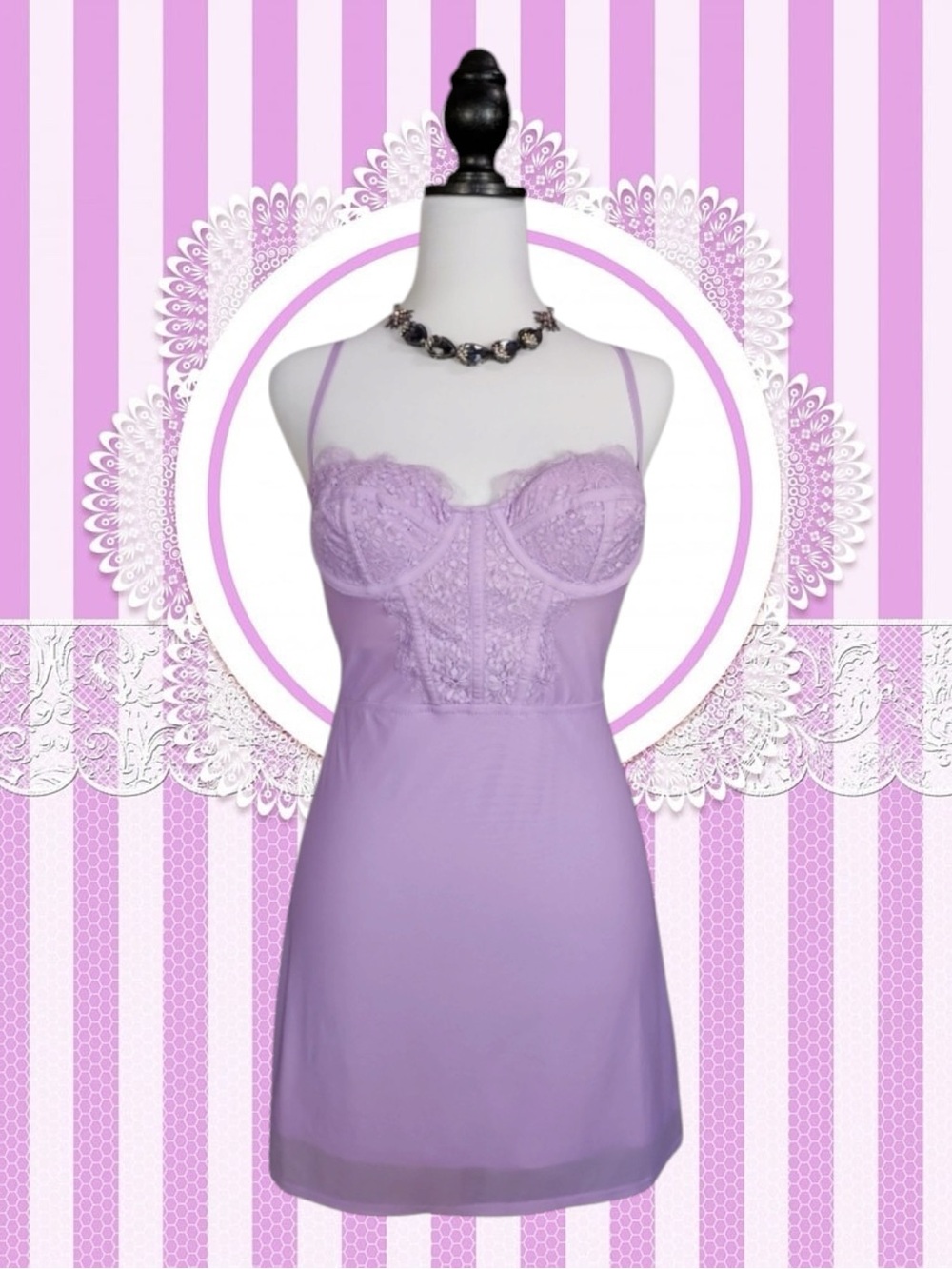 Urban Outfitters NWT Coquette Fairycore Floral Lace Bustier Slip Party Dress M